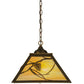 Meyda Lighting Whispering Pines 22" 2-Light Antique Copper Pendant Light With Beige Art Shade Glass