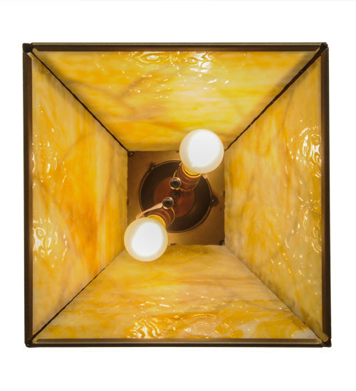 Meyda Lighting Whispering Pines 22" 2-Light Antique Copper Pendant Light With Beige Art Shade Glass
