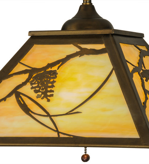 Meyda Lighting Whispering Pines 22" 2-Light Antique Copper Pendant Light With Beige Art Shade Glass