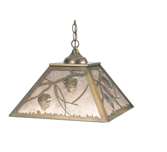 Meyda Lighting Whispering Pines 22" 2-Light Antique Copper Pendant Light With Silver Mica Shade Glass