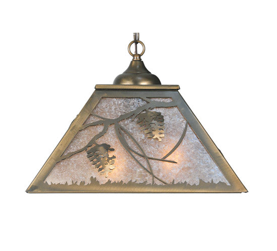 Meyda Lighting Whispering Pines 22" 2-Light Antique Copper Pendant Light With Silver Mica Shade Glass