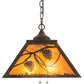 Meyda Lighting Whispering Pines 22" 2-Light Coffee Bean Pendant Light With Amber Mica Shade Glass