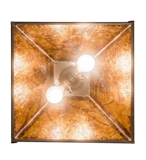 Meyda Lighting Whispering Pines 22" 2-Light Coffee Bean Pendant Light With Amber Mica Shade Glass