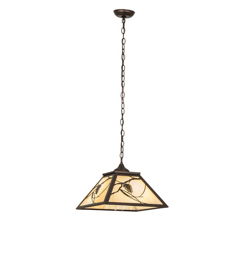 Meyda Lighting Whispering Pines 22" 2-Light Mahogany Bronze Pendant Light With Beige Ripple Shade Glass