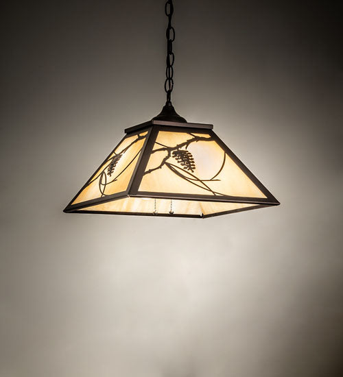 Meyda Lighting Whispering Pines 22" 2-Light Mahogany Bronze Pendant Light With Beige Ripple Shade Glass