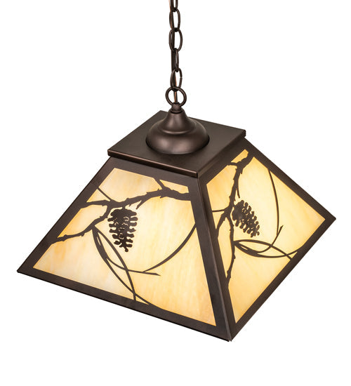 Meyda Lighting Whispering Pines 22" 2-Light Mahogany Bronze Pendant Light With Beige Ripple Shade Glass