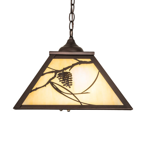 Meyda Lighting Whispering Pines 22" 2-Light Mahogany Bronze Pendant Light With Beige Ripple Shade Glass