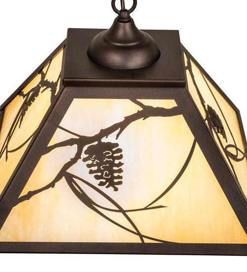 Meyda Lighting Whispering Pines 22" 2-Light Mahogany Bronze Pendant Light With Beige Ripple Shade Glass