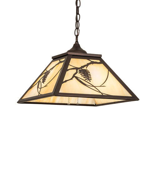 Meyda Lighting Whispering Pines 22" 2-Light Mahogany Bronze Pendant Light With Beige Ripple Shade Glass