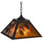 Meyda Lighting Whispering Pines 22" 2-Light Oil Rubbed Bronze Pendant Light With Amber Mica Shade Glass