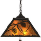Meyda Lighting Whispering Pines 22" 2-Light Oil Rubbed Bronze Pendant Light With Amber Mica Shade Glass