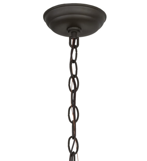 Meyda Lighting Whispering Pines 22" 2-Light Oil Rubbed Bronze Pendant Light With Amber Mica Shade Glass