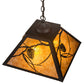 Meyda Lighting Whispering Pines 22" 2-Light Oil Rubbed Bronze Pines Pendant Light With Amber Mica Shade Glass