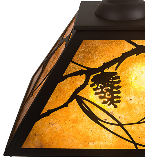 Meyda Lighting Whispering Pines 22" 2-Light Oil Rubbed Bronze Pines Pendant Light With Amber Mica Shade Glass