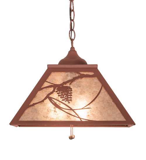 Meyda Lighting Whispering Pines 22" 2-Light Rust Pendant Light With Silver Mica Shade Glass