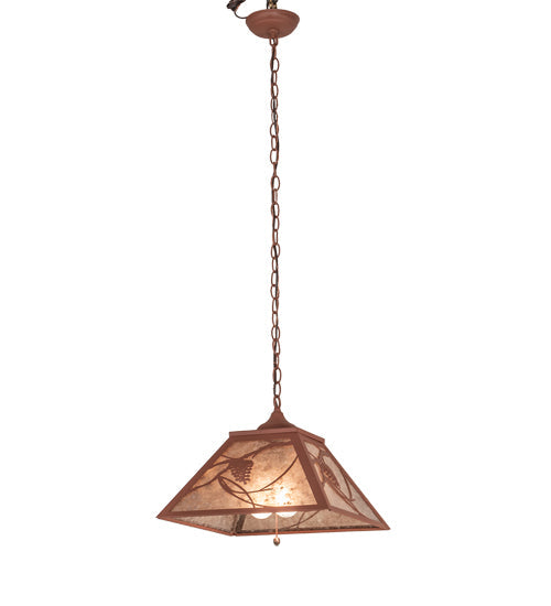 Meyda Lighting Whispering Pines 22" 2-Light Rust Pendant Light With Silver Mica Shade Glass