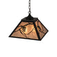 Meyda Lighting Whispering Pines 22" 2-Light Textured Black Pendant Light With Silver Mica Shade Glass