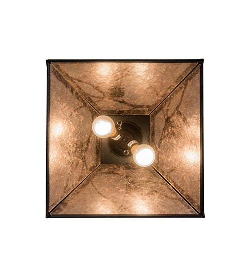 Meyda Lighting Whispering Pines 22" 2-Light Textured Black Pendant Light With Silver Mica Shade Glass