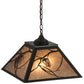 Meyda Lighting Whispering Pines 22" 2-Light Timeless Bronze Pendant Light With Silver Mica Shade Glass