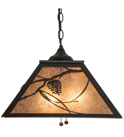 Meyda Lighting Whispering Pines 22" 2-Light Timeless Bronze Pendant Light With Silver Mica Shade Glass
