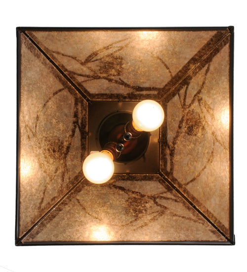 Meyda Lighting Whispering Pines 22" 2-Light Timeless Bronze Pendant Light With Silver Mica Shade Glass