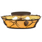 Meyda Lighting Whispering Pines 22" 4-Light Mahogany Bronze Flush Mount Light With Tawnyrock Idalight Shade
