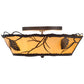 Meyda Lighting Whispering Pines 22" 4-Light Mahogany Bronze Flush Mount Light With Tawnyrock Idalight Shade