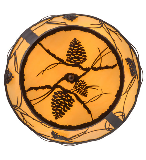 Meyda Lighting Whispering Pines 22" 4-Light Mahogany Bronze Flush Mount Light With Tawnyrock Idalight Shade