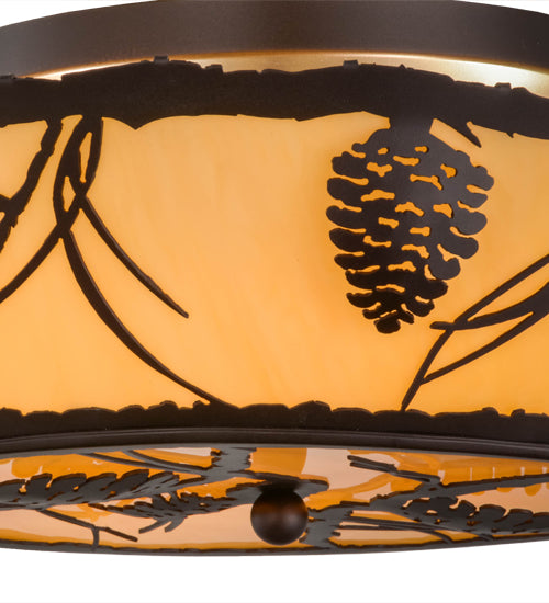 Meyda Lighting Whispering Pines 22" 4-Light Mahogany Bronze Flush Mount Light With Tawnyrock Idalight Shade