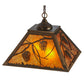 Meyda Lighting Whispering Pines 23" 2-Light Antique Copper Pendant Light With Amber Mica Shade Glass