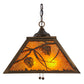 Meyda Lighting Whispering Pines 23" 2-Light Antique Copper Pendant Light With Amber Mica Shade Glass