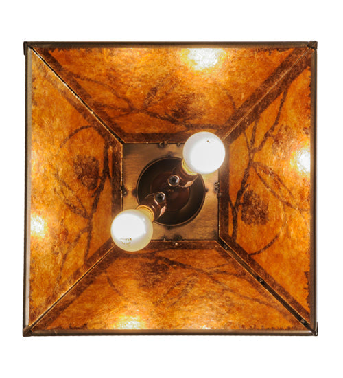 Meyda Lighting Whispering Pines 23" 2-Light Antique Copper Pendant Light With Amber Mica Shade Glass