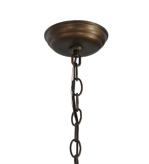 Meyda Lighting Whispering Pines 23" 2-Light Antique Copper Pendant Light With Amber Mica Shade Glass