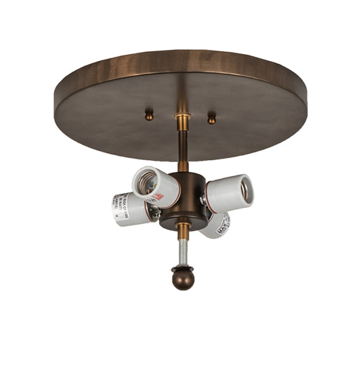 Meyda Lighting Whispering Pines 23" 4-Light Light Burnished Antique Copper Flush Mount Light With Silver Mica Shade Glass