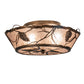Meyda Lighting Whispering Pines 23" 4-Light Light Burnished Antique Copper Flush Mount Light With Silver Mica Shade Glass