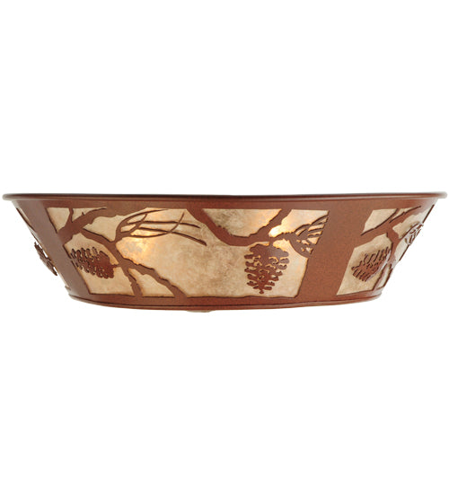 Meyda Lighting Whispering Pines 23" 4-Light Rust Flush Mount Light With Silver Mica Shade Glass