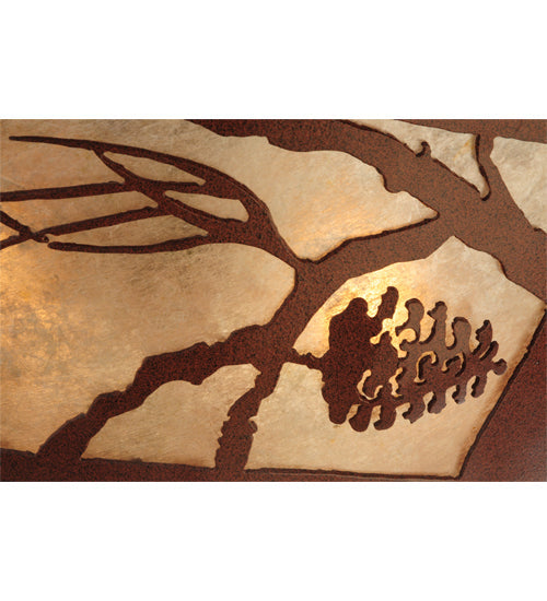 Meyda Lighting Whispering Pines 23" 4-Light Rust Flush Mount Light With Silver Mica Shade Glass