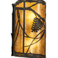 Meyda Lighting Whispering Pines 230825 8" 2-Light Oil Rubbed Bronze Wall Sconce With Amber Mica Shade Glass