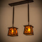 Meyda Lighting Whispering Pines 24" 2-Light Antique Copper Island Pendant Light With Amber Mica Shade Glass