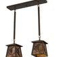 Meyda Lighting Whispering Pines 24" 2-Light Antique Copper Island Pendant Light With Amber Mica Shade Glass