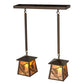 Meyda Lighting Whispering Pines 24" 2-Light Antique Copper Island Pendant Light With Amber Mica Shade Glass