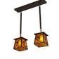 Meyda Lighting Whispering Pines 24" 2-Light Antique Copper Island Pendant Light With Amber Mica Shade Glass