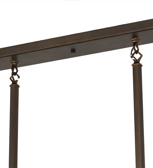 Meyda Lighting Whispering Pines 24" 2-Light Antique Copper Island Pendant Light With Amber Mica Shade Glass