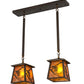 Meyda Lighting Whispering Pines 24" 2-Light Antique Copper Island Pendant Light With Amber Mica Shade Glass