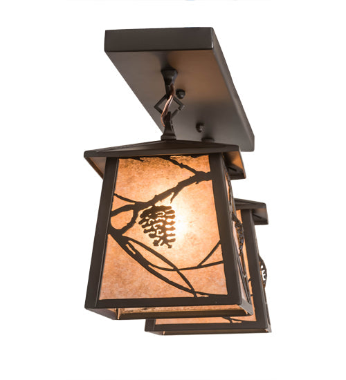 Meyda Lighting Whispering Pines 24" 2-Light Oil Rubbed Bronze Island Pendant Light With Silver Mica Shade Glass