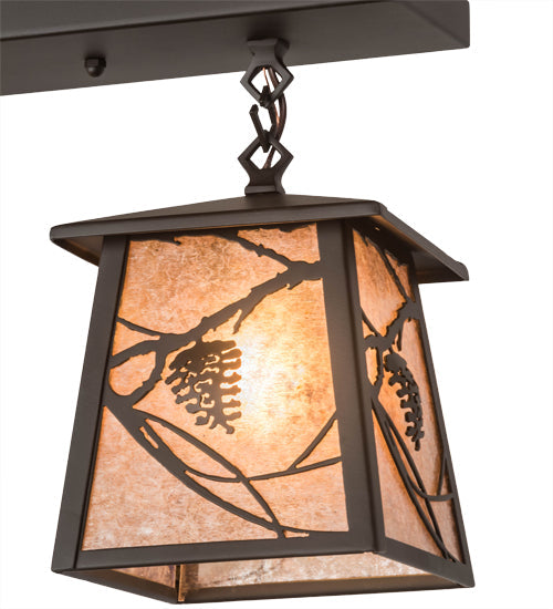 Meyda Lighting Whispering Pines 24" 2-Light Oil Rubbed Bronze Island Pendant Light With Silver Mica Shade Glass