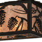 Meyda Lighting Whispering Pines 24" 3-Light Textured Black Island Flush Mount Light With Silver Mica Shade Glass