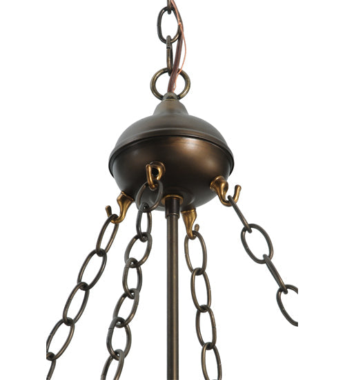 Meyda Lighting Whispering Pines 24" 4-Light Antique Copper Inverted Pendant Light With Silver Mica Shade Glass