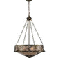 Meyda Lighting Whispering Pines 24" 4-Light Antique Copper Inverted Pendant Light With Silver Mica Shade Glass