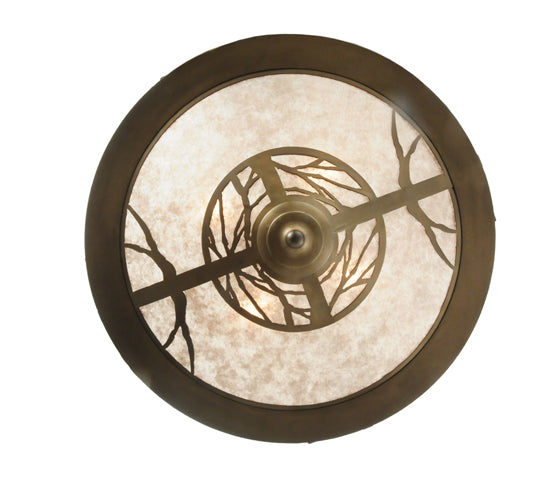 Meyda Lighting Whispering Pines 24" 4-Light Antique Copper Inverted Pendant Light With Silver Mica Shade Glass